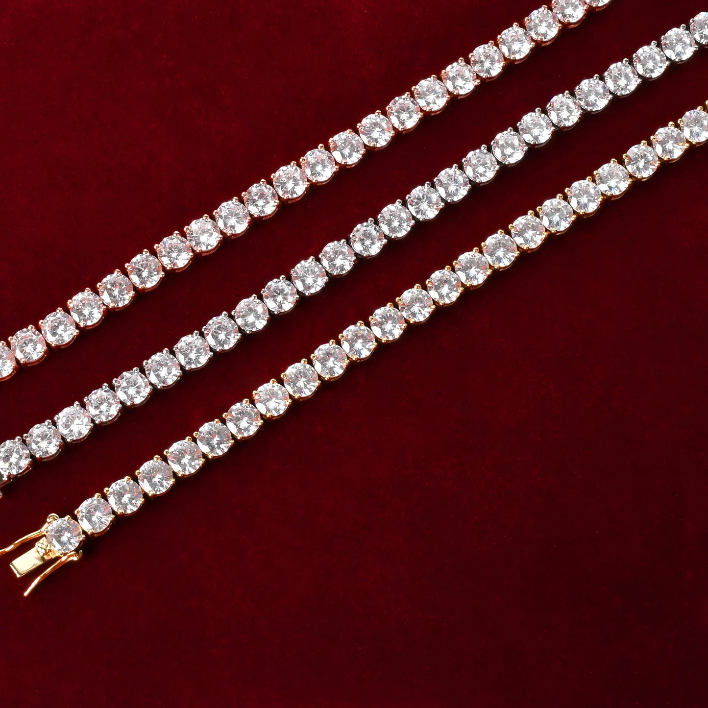 Tennis Bracelet for Men - Cubic Zirconia - Gold Color CZ Link