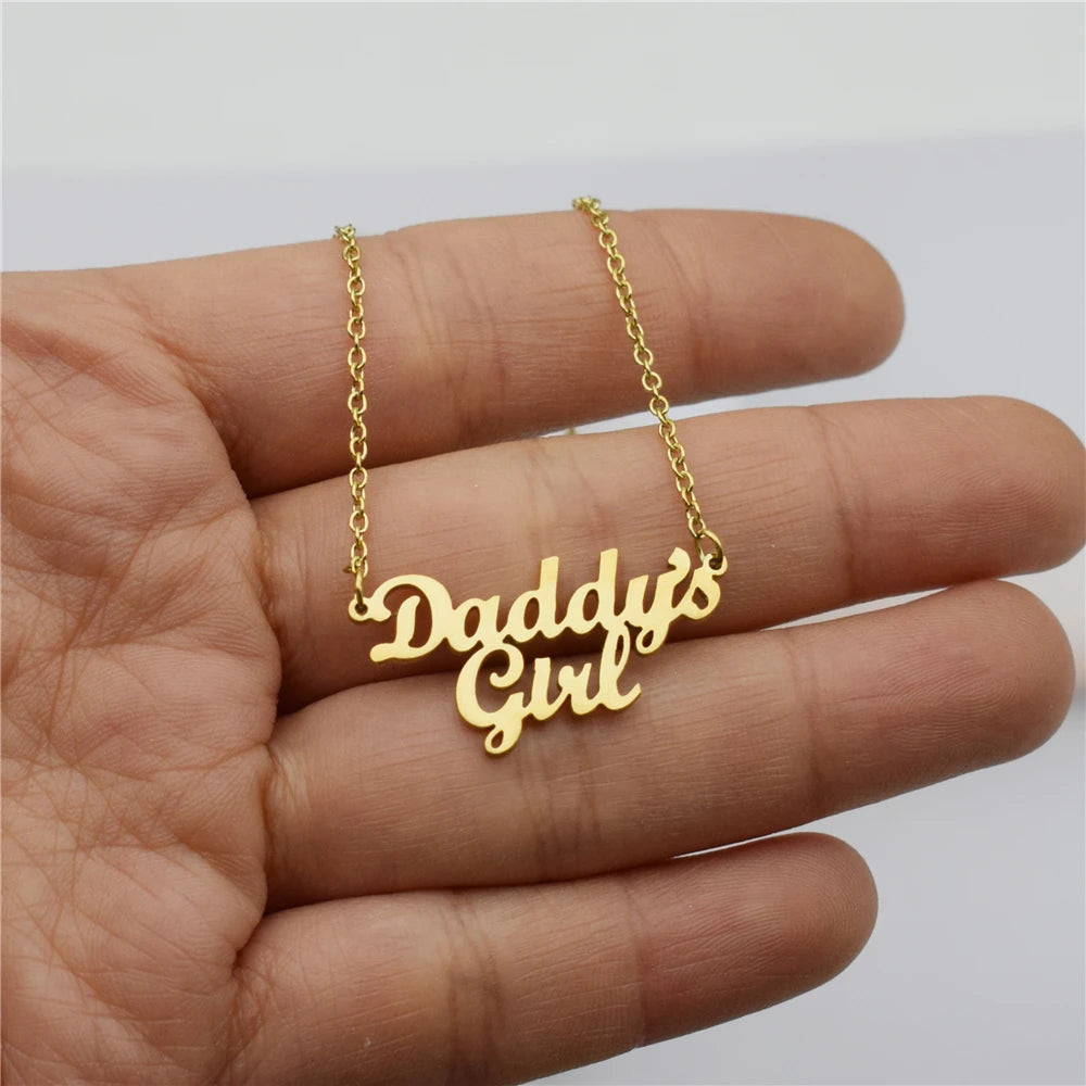 Daddy's Girl Pendant Necklace - Stainless Steel Collier -Femme Kids - Daddy Gift - Family Jewelry