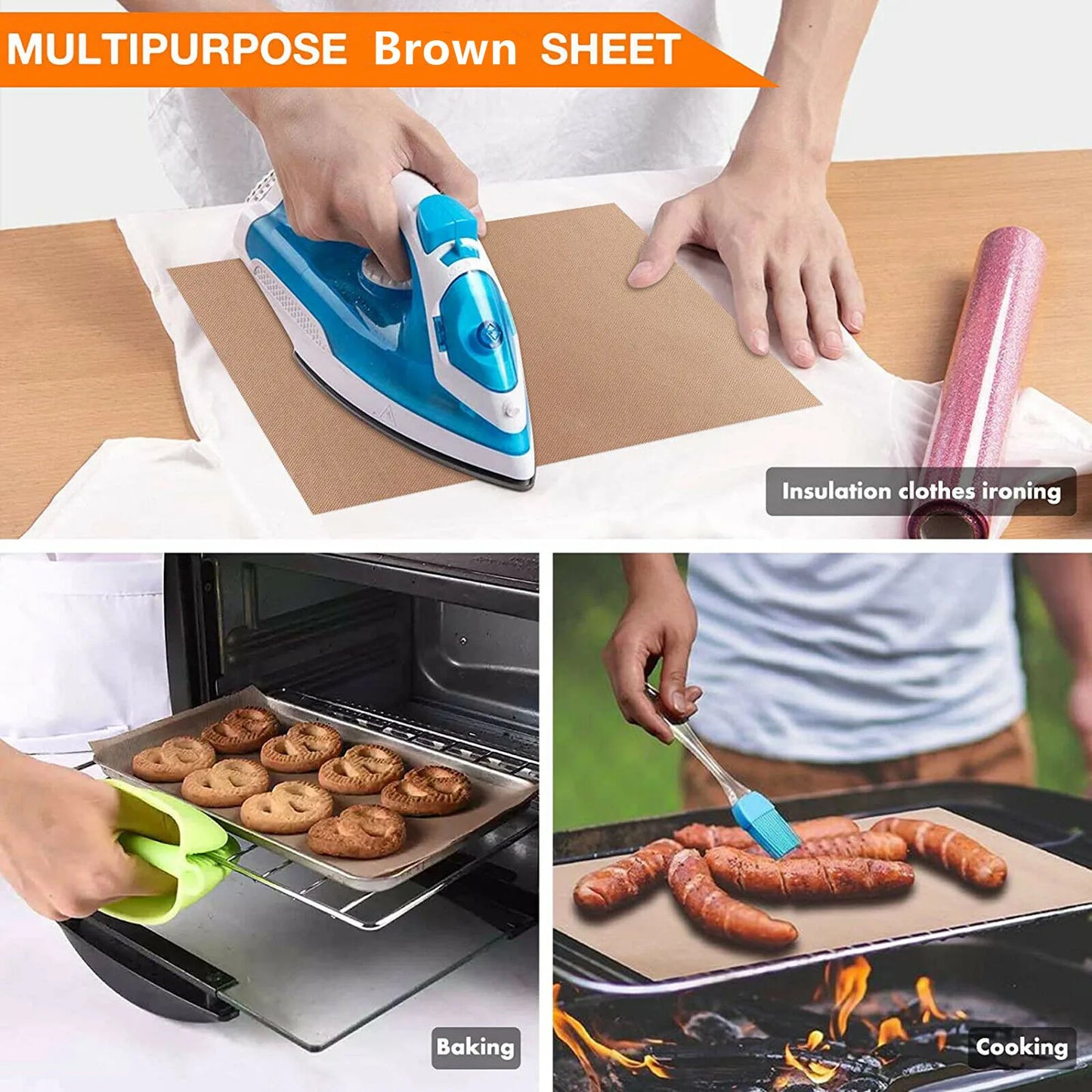 3pcs -12X16" Reusable Heat Resistant Baking Sheets - Oil-proof Paper Cloth Oven Pad Baking Mat