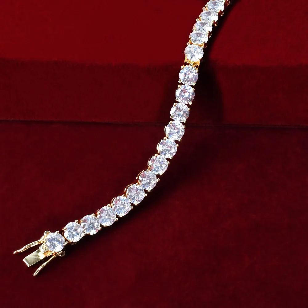 Tennis Bracelet for Men - Cubic Zirconia - Gold Color CZ Link
