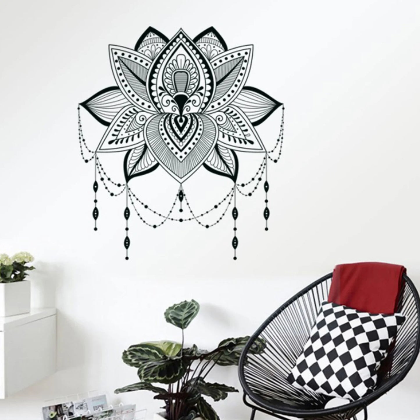 Mandala Lotus Vinyl Self-adhesive Wall Sticker - Bohemian Style Decal Wall Art Decoration