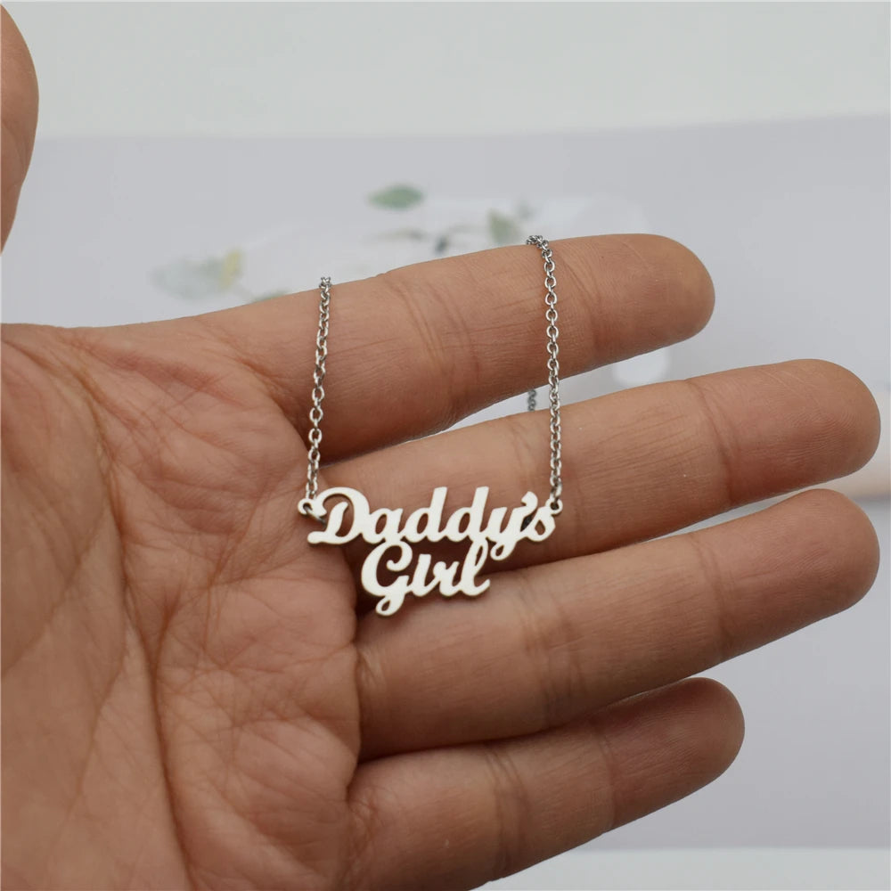 Daddy's Girl Pendant Necklace - Stainless Steel Collier -Femme Kids - Daddy Gift - Family Jewelry