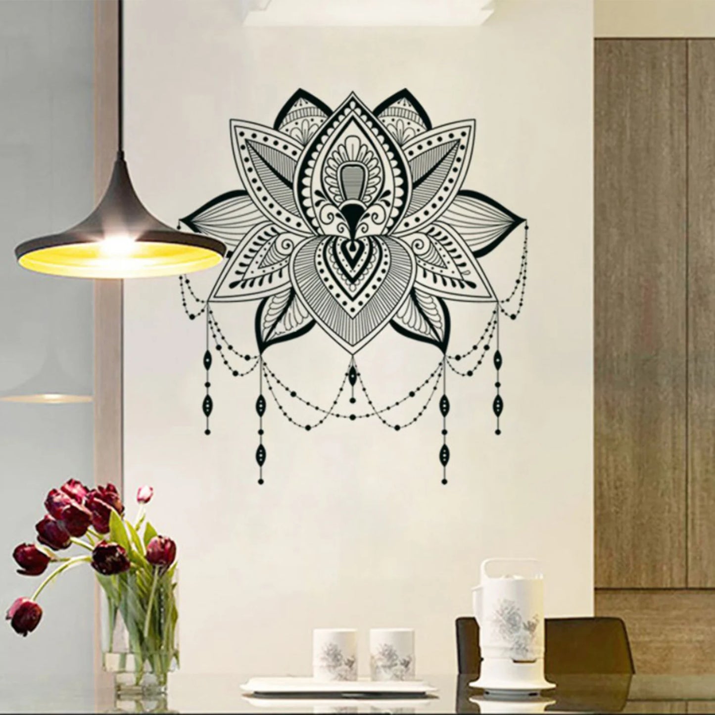 Mandala Lotus Vinyl Self-adhesive Wall Sticker - Bohemian Style Decal Wall Art Decoration