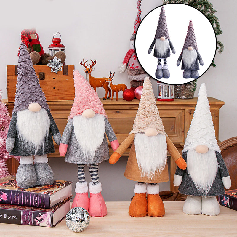 Christmas Faceless Gnome Plush Doll with Retractable Legs & Long Hat