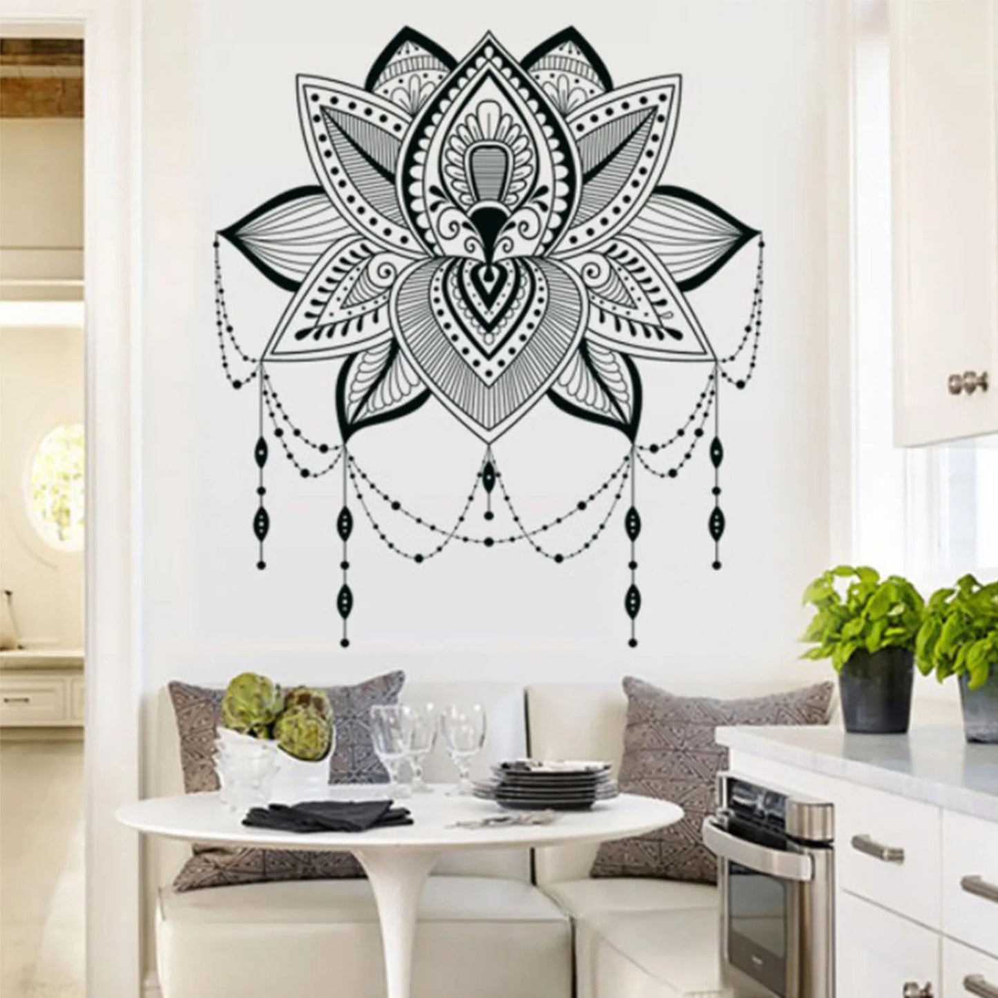 Mandala Lotus Vinyl Self-adhesive Wall Sticker - Bohemian Style Decal Wall Art Decoration