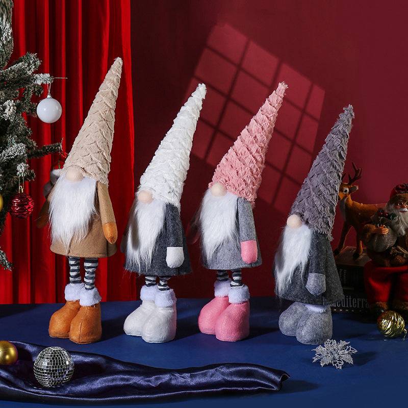 Christmas Faceless Gnome Plush Doll with Retractable Legs & Long Hat
