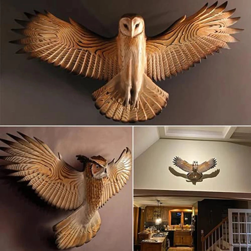 Handmade Owl Wall Statue  Living Room - Office Decoration