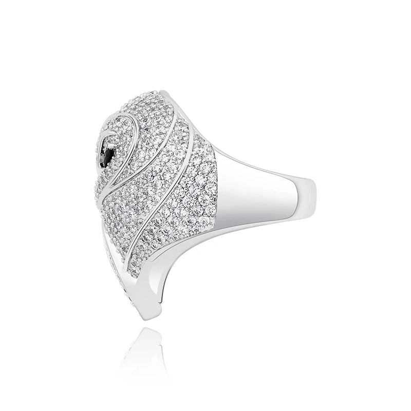 JINAO NEW Hip Hop AAA+ CZ Plated High Quality Iced Out Charm Owl Shape Men and Woman Ring Jewelry For Gift