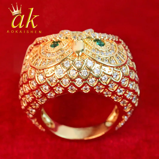 Owl Ring Real Gold Plated Cubic Zircon