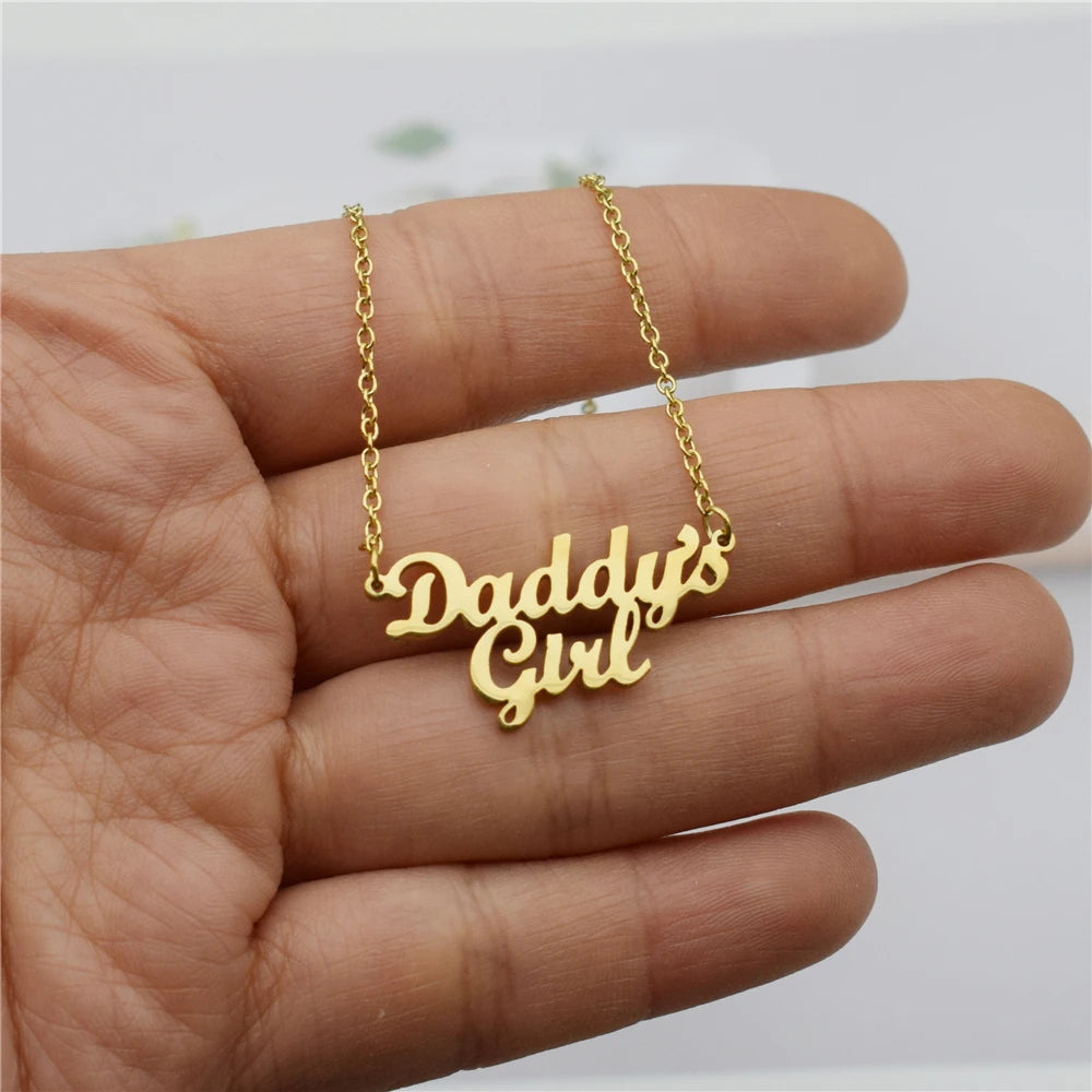 Daddy's Girl Pendant Necklace - Stainless Steel Collier -Femme Kids - Daddy Gift - Family Jewelry