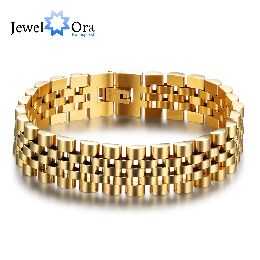 Luxury Gold Color Stainless Steel Bracelet - 200mm Wristband -  Bracelets