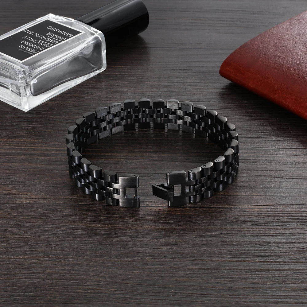 Luxury Gold Color Stainless Steel Bracelet - 200mm Wristband -  Bracelets