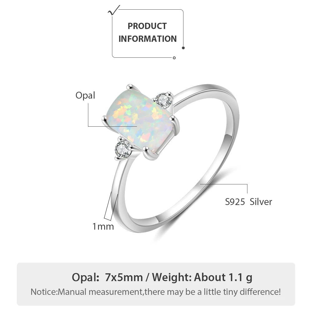 925 Sterling Silver White Opal Ring