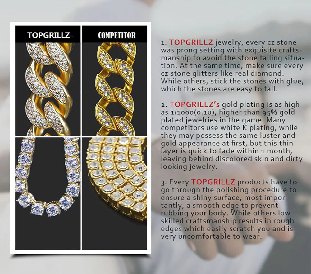 New Baguette Zircon Hoop Earrings - Gold Plated Iced Out CZ Earrings