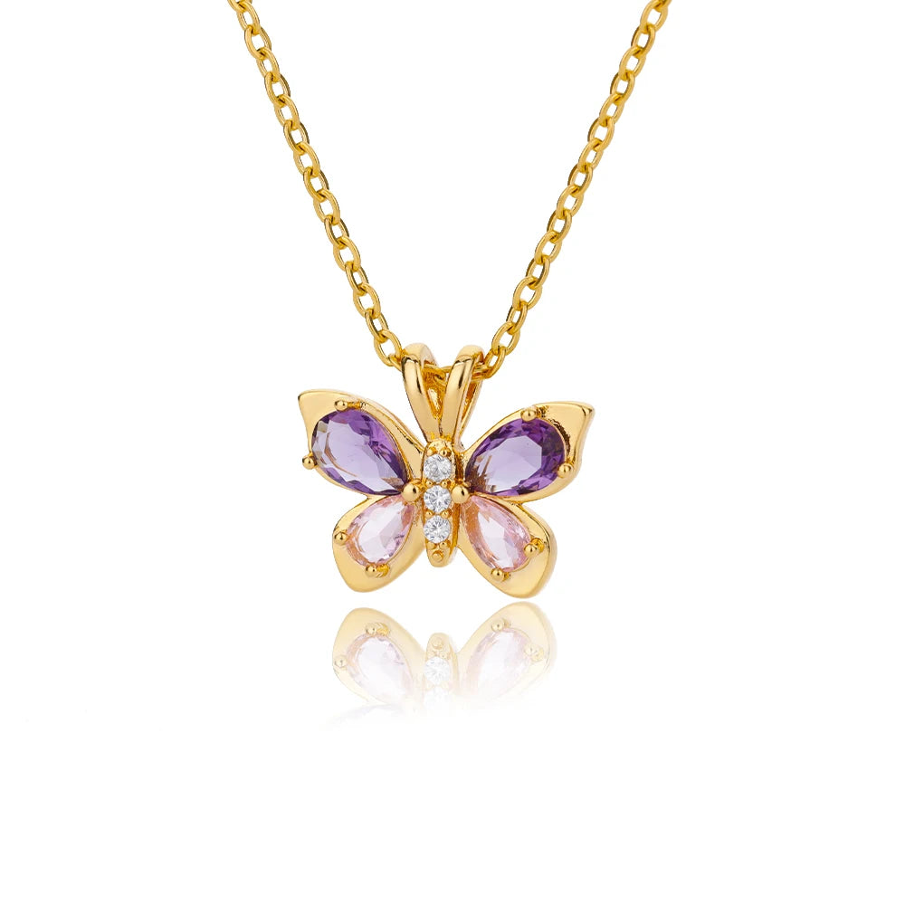 Crystal Butterfly Pendant Necklace