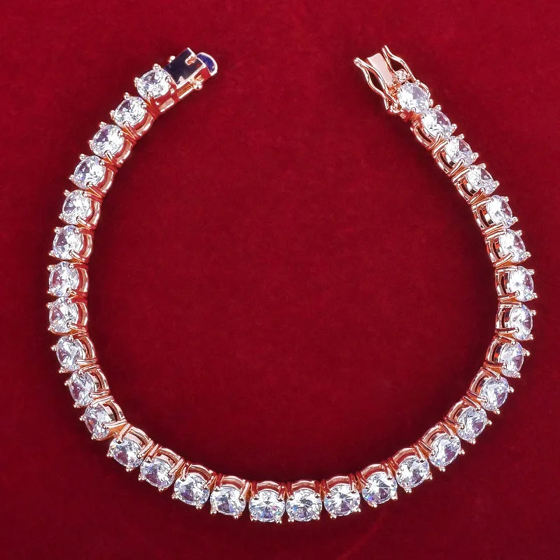 Tennis Bracelet for Men - Cubic Zirconia - Gold Color CZ Link