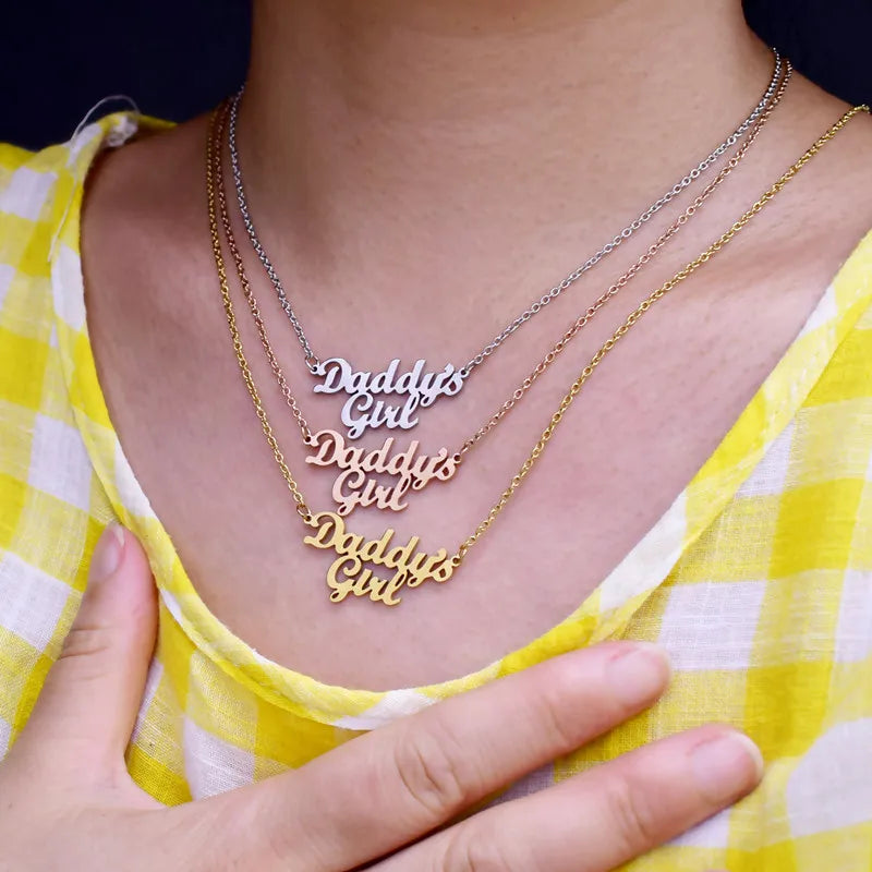 Daddy's Girl Pendant Necklace - Stainless Steel Collier -Femme Kids - Daddy Gift - Family Jewelry