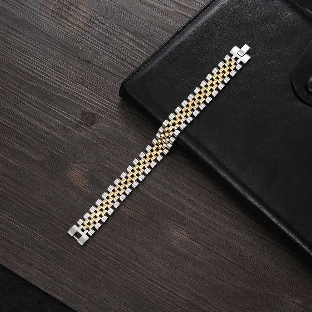 Luxury Gold Color Stainless Steel Bracelet - 200mm Wristband -  Bracelets