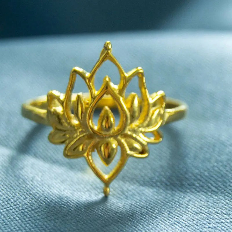 Vintage Lotus Rings for Women - Teens Stainless Steel  Ring
