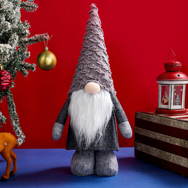 Christmas Faceless Gnome Plush Doll with Retractable Legs & Long Hat