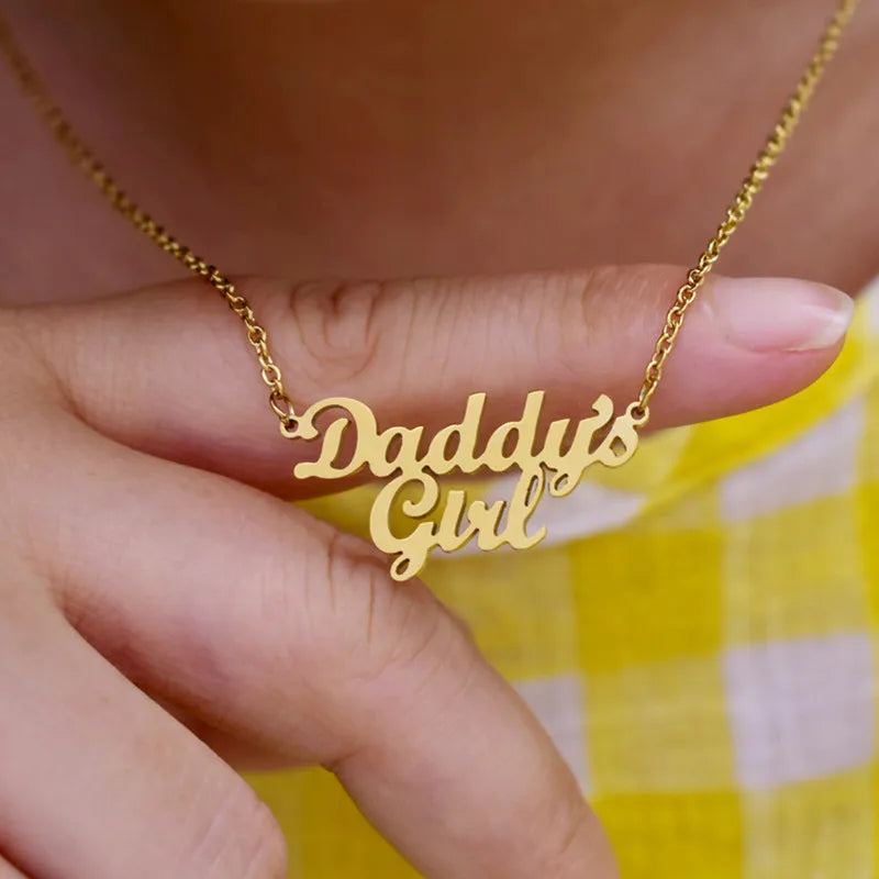 Daddy's Girl Pendant Necklace - Stainless Steel Collier -Femme Kids - Daddy Gift - Family Jewelry