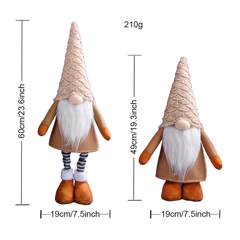 Christmas Faceless Gnome Plush Doll with Retractable Legs & Long Hat
