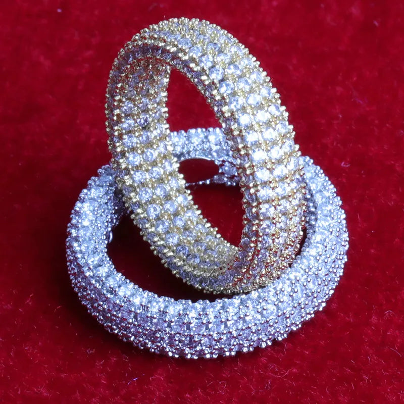 Iced-out Cubic Zirconia Ring for Men  & Women - 24k Gold  & Silver 
Color Plated  Jewelry