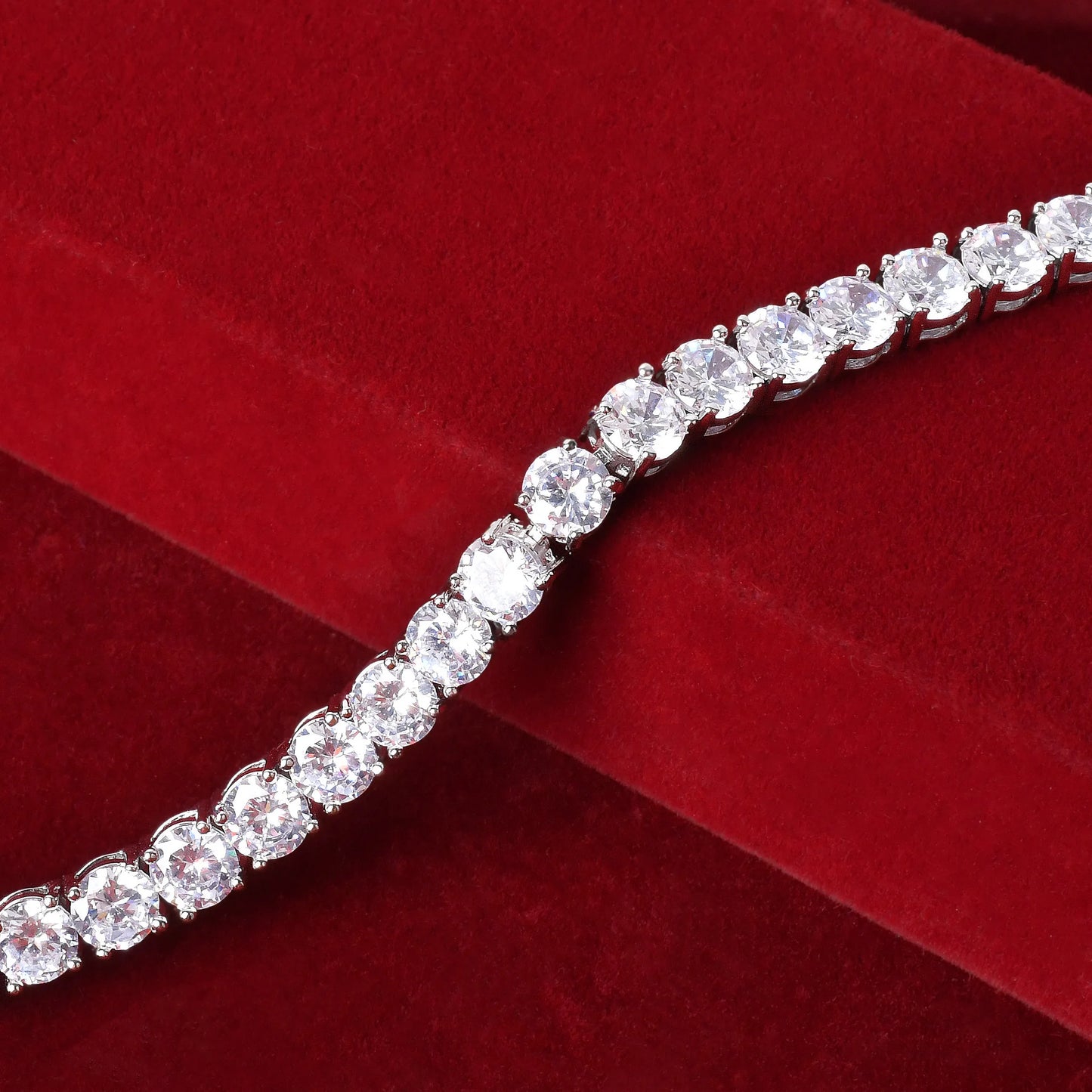 Tennis Bracelet for Men - Cubic Zirconia - Gold Color CZ Link