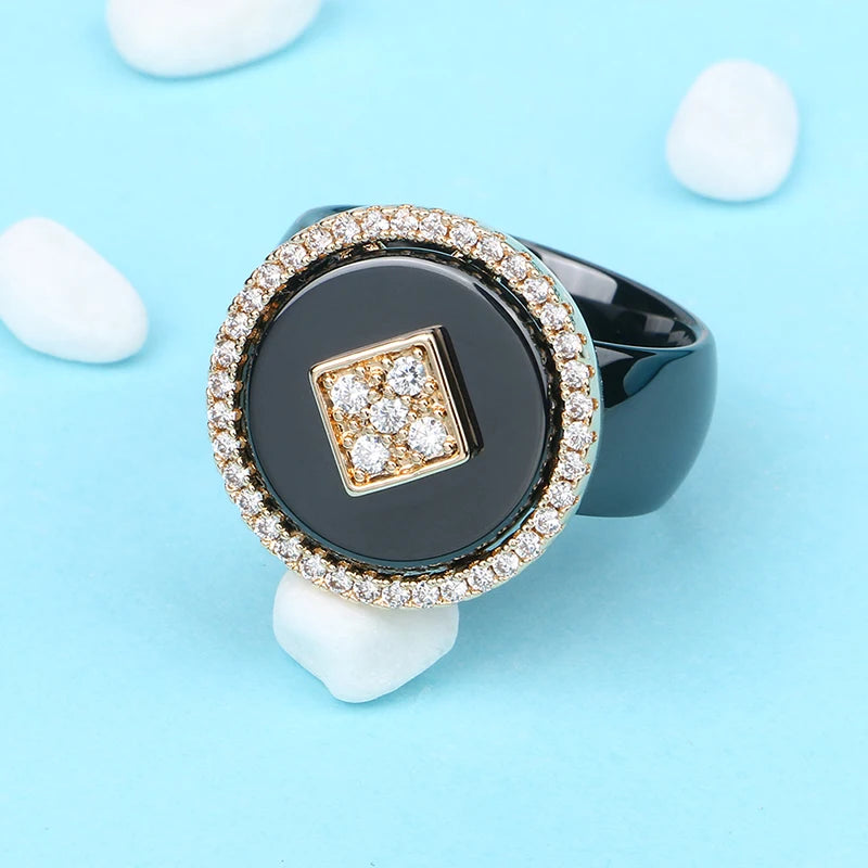 New Big Oversize Women Rings - Healthy Comforfit Never Fade Color Fashion Jewelry -Gift CZ Crystal  Women Rings  Chrismas Gift