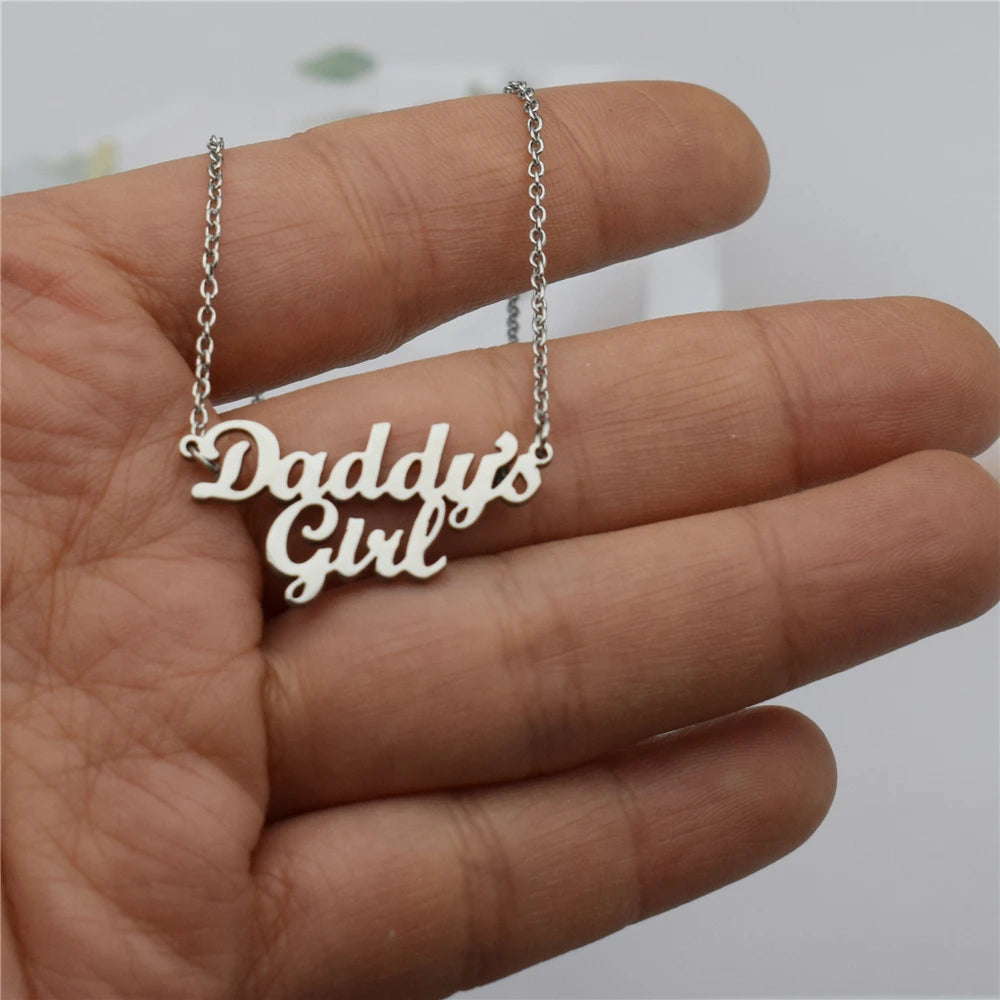 Daddy's Girl Pendant Necklace - Stainless Steel Collier -Femme Kids - Daddy Gift - Family Jewelry