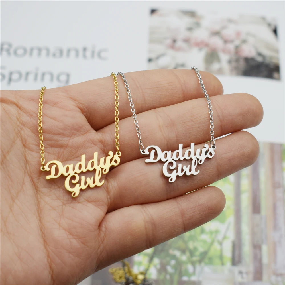 Daddy's Girl Pendant Necklace - Stainless Steel Collier -Femme Kids - Daddy Gift - Family Jewelry