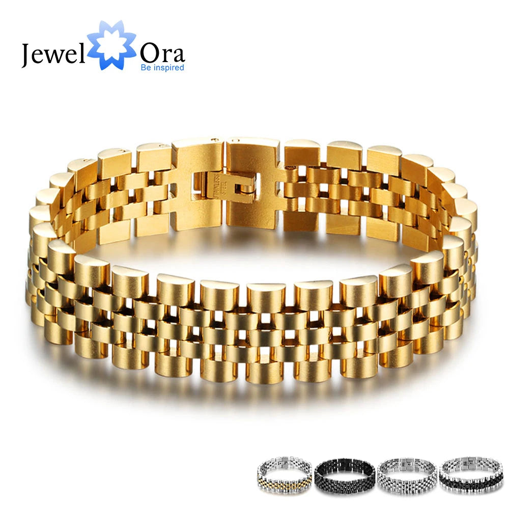 Luxury Gold Color Stainless Steel Bracelet - 200mm Wristband -  Bracelets