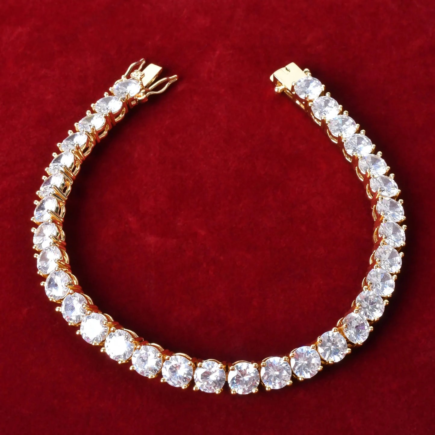 Tennis Bracelet for Men - Cubic Zirconia - Gold Color CZ Link