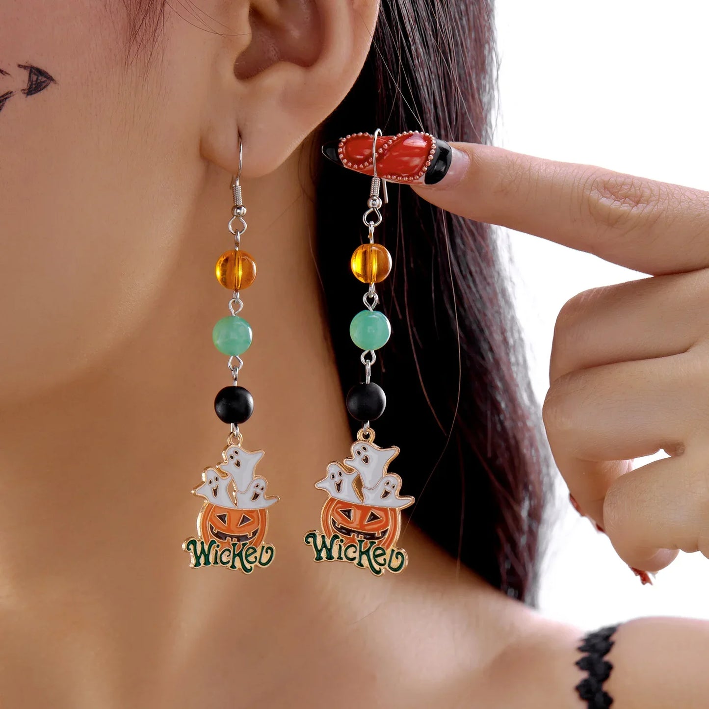 Cute Halloween Dangle Earrings for Women - Cartoon Pumpkin - Ghost Spider Drop Oil Earring