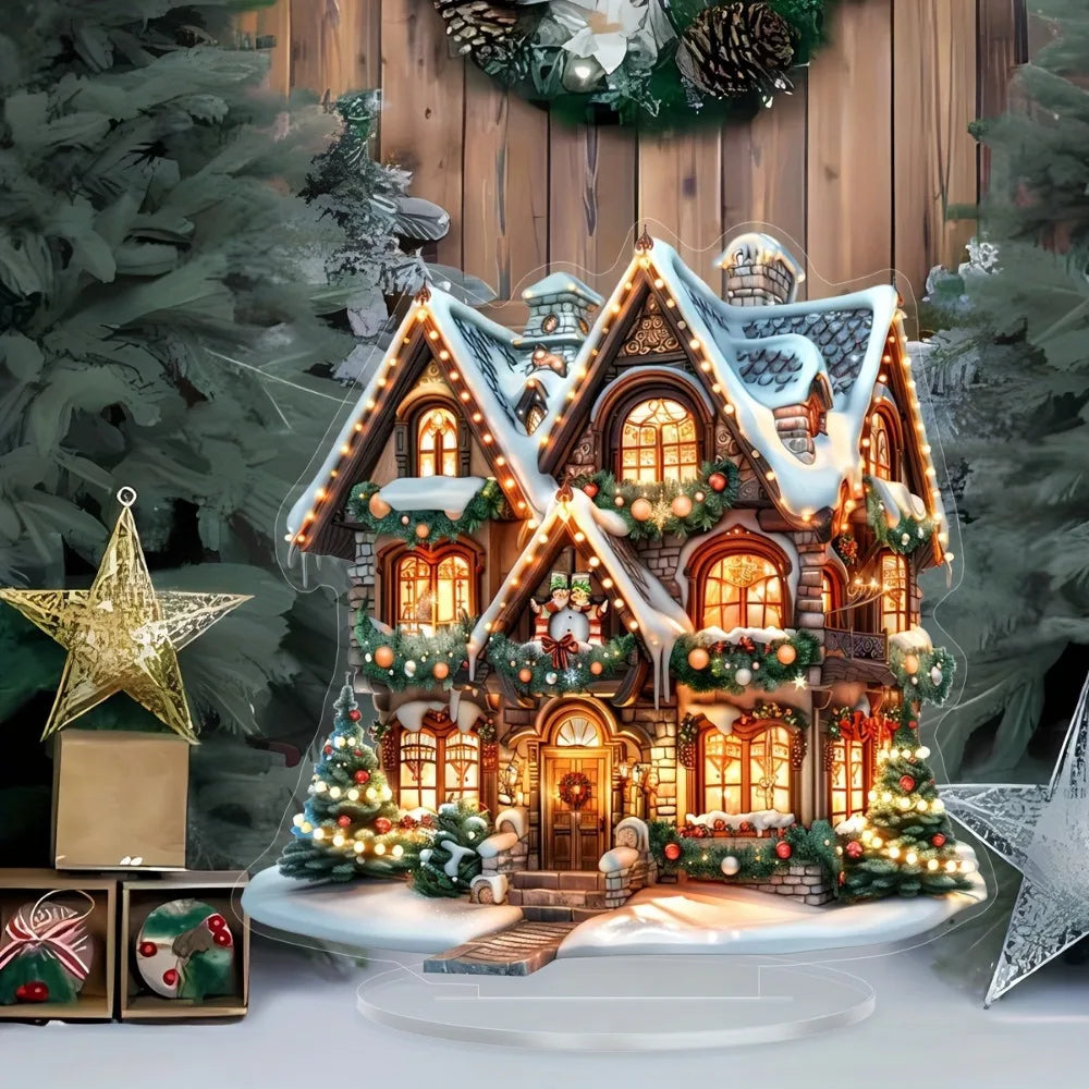 A charming two-dimensional gingerbread house Christmas table ornament