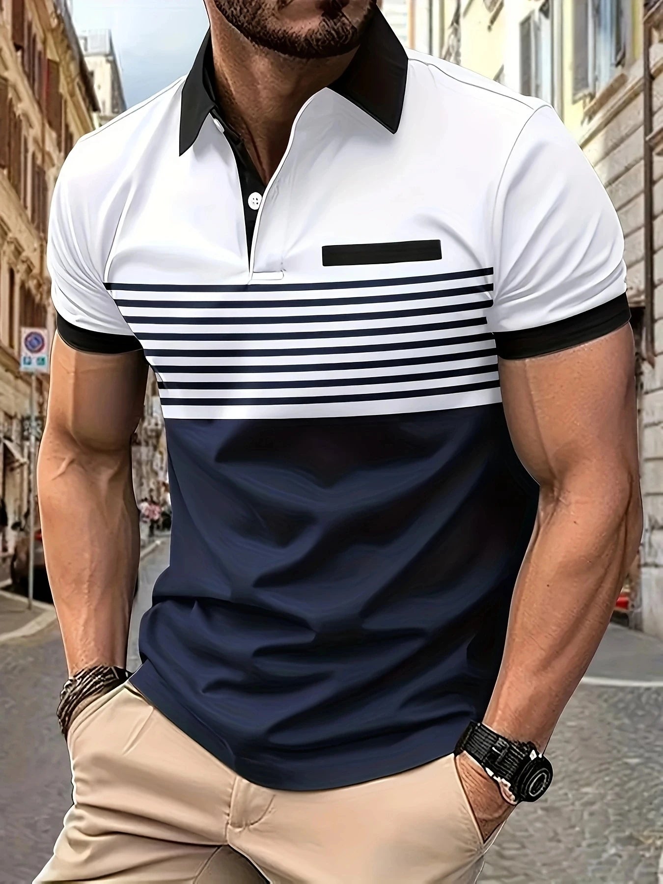 Short sleeved summer  men's casual polo shirt