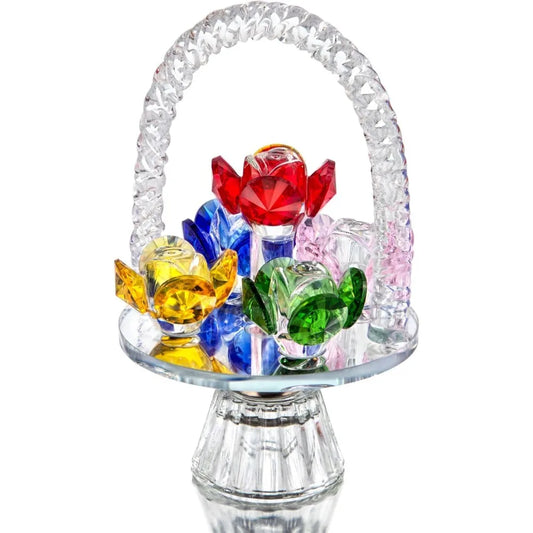 Crystal Sunflower Figurine Collectible Glass Flower Ornament Statue