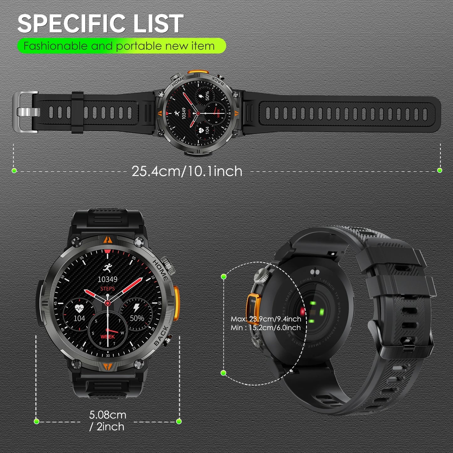 2025 KE3 Bluetooth Call Smart Watch - Men Full Touch Screen - Health Monitor With  steel ring - Men SmartWatch