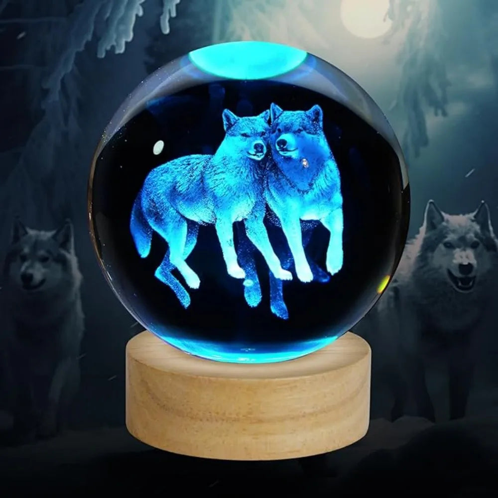 3D Crystal Ball Lamp, - Laser engraving animal lamps, - unique Unicorn night light, - Giant Panda, light up Chinese Dragon,