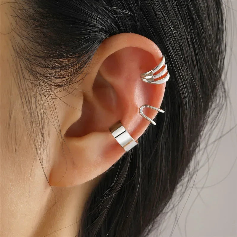 Fashion Zircon Double-layer Ear Cuff -  No Piercing Earring - Unique Metal Geometric Ear Clip for Women