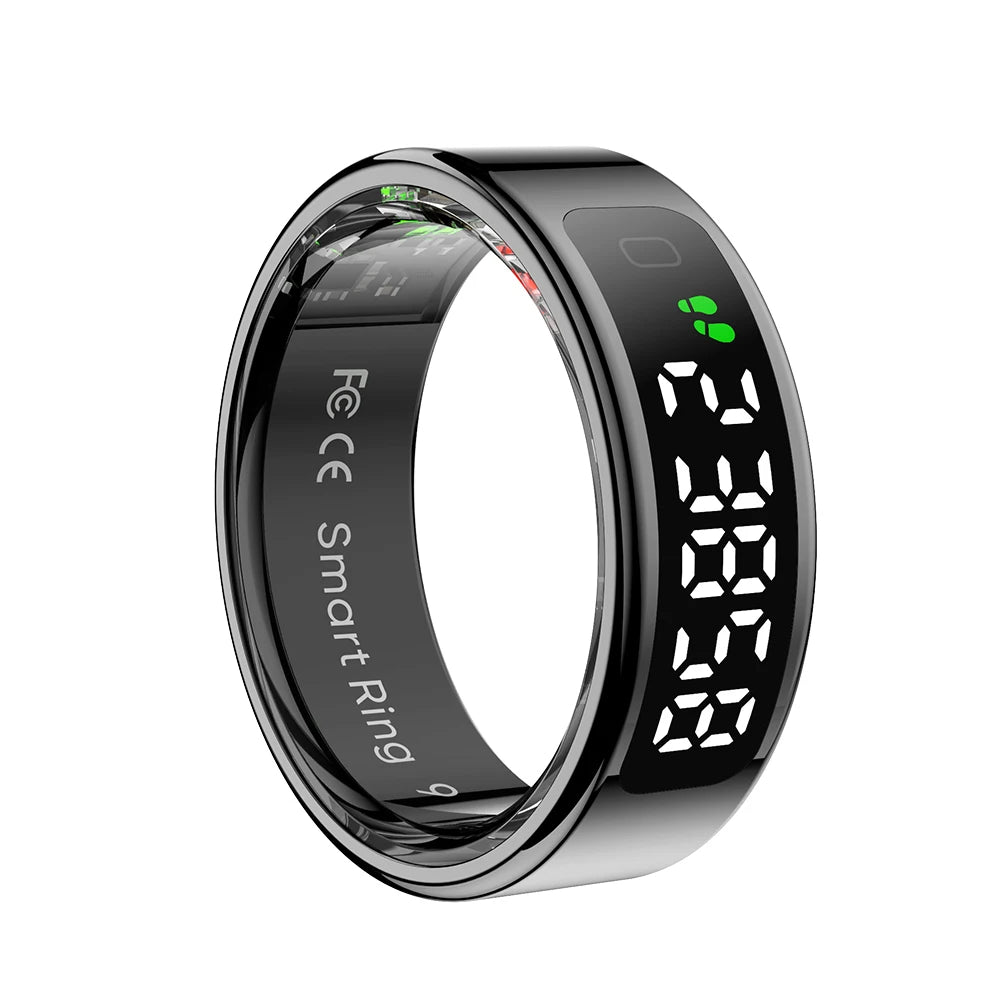 R11 Smart Ring with Display Screen and Touch Heart Rate Blood Oxygen Monitor - Wireless Charging Fitness Ring for Men & Women