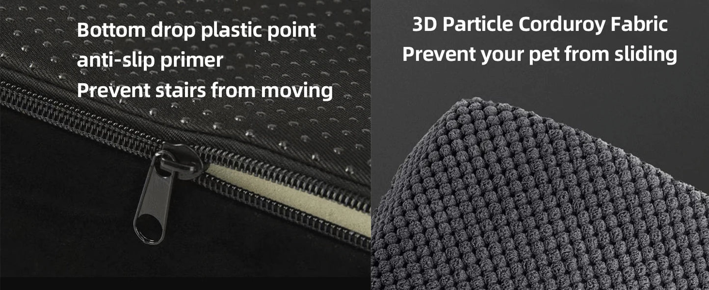 Dog Ramp Step Stairs - 5 Steps - Pet Stairs for High Beds and Sofa - Density Sponge Foam -  Removable Washable Cover