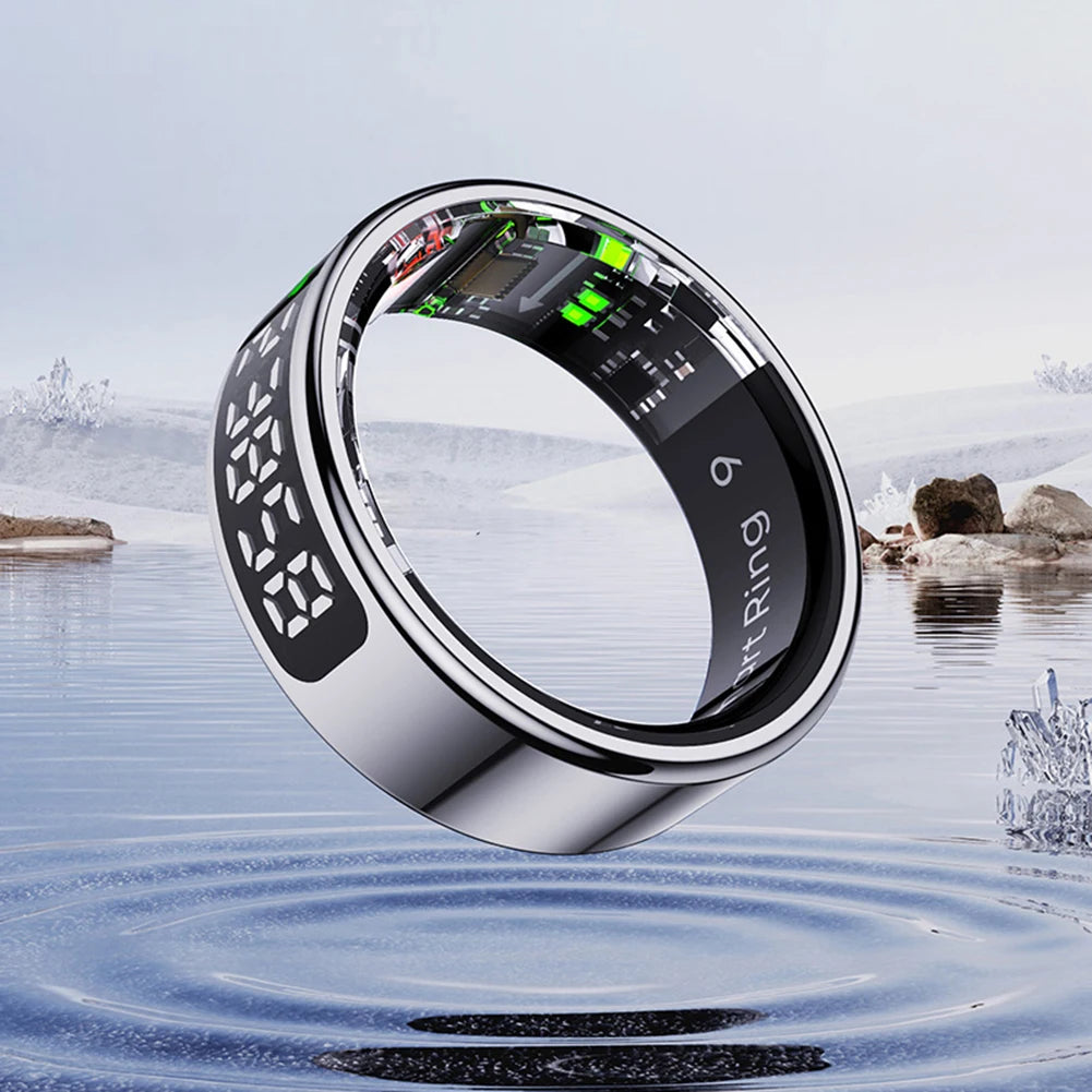 R11 Smart Ring with Display Screen and Touch Heart Rate Blood Oxygen Monitor - Wireless Charging Fitness Ring for Men & Women