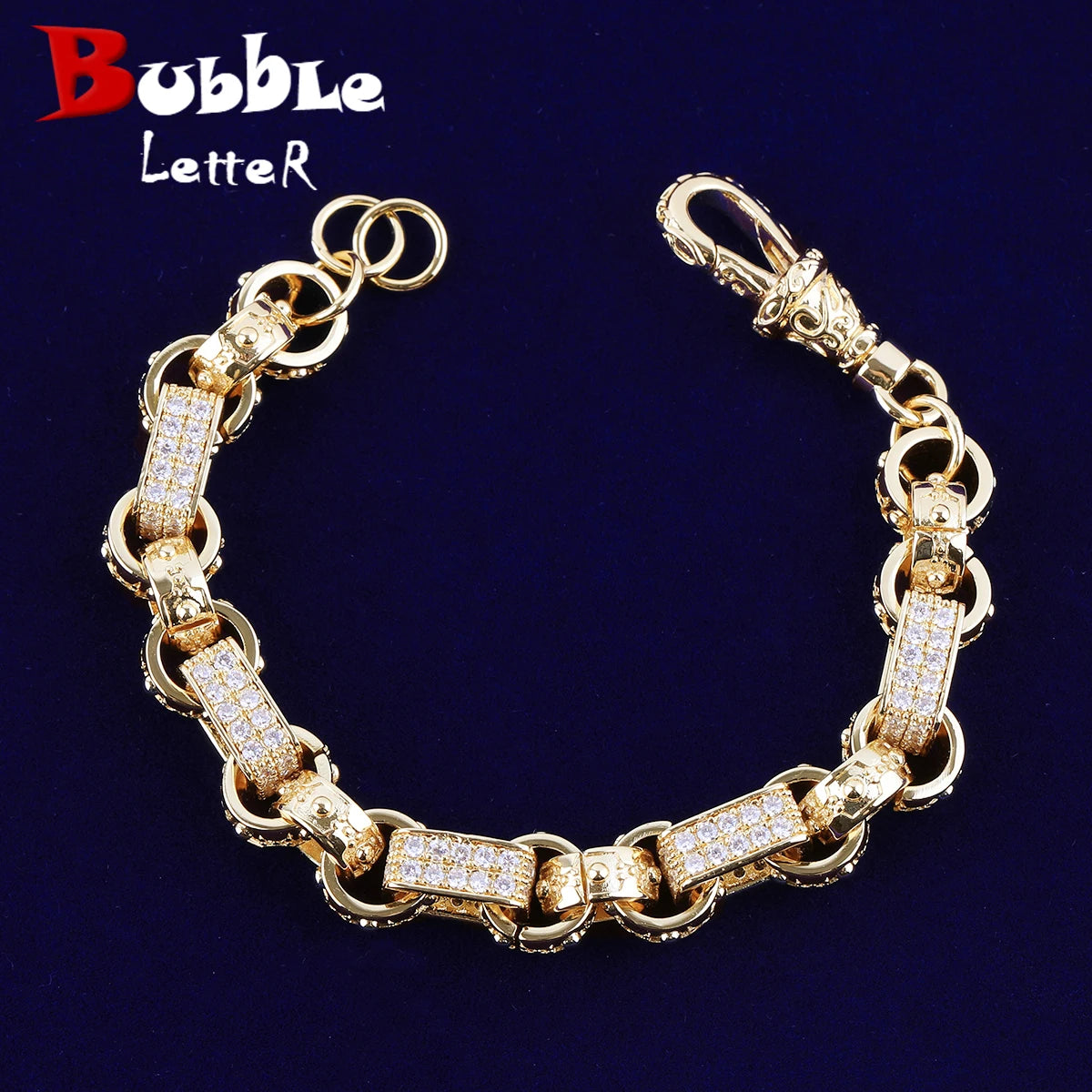 Bubble Letter Iced Out GYSPY Belcher Bracelet for Men