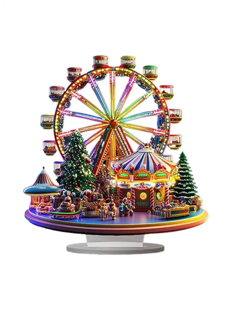 Ferris Wheel Accent Ornament 2D Acrylic Ferris Wheel Display Board Ferris Wheel Decor Christmas Tree Holiday Decoration