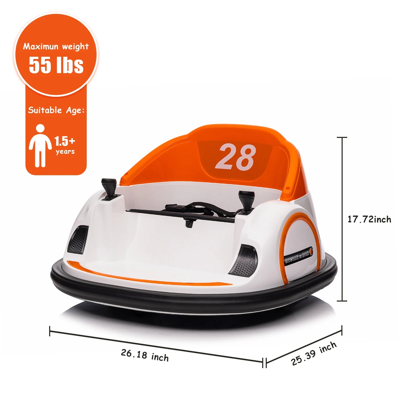 12V Ride On Bumper Car for Kids - Toddlers Electric Bumping Car with Remote Control, Battery Display, LED Lights