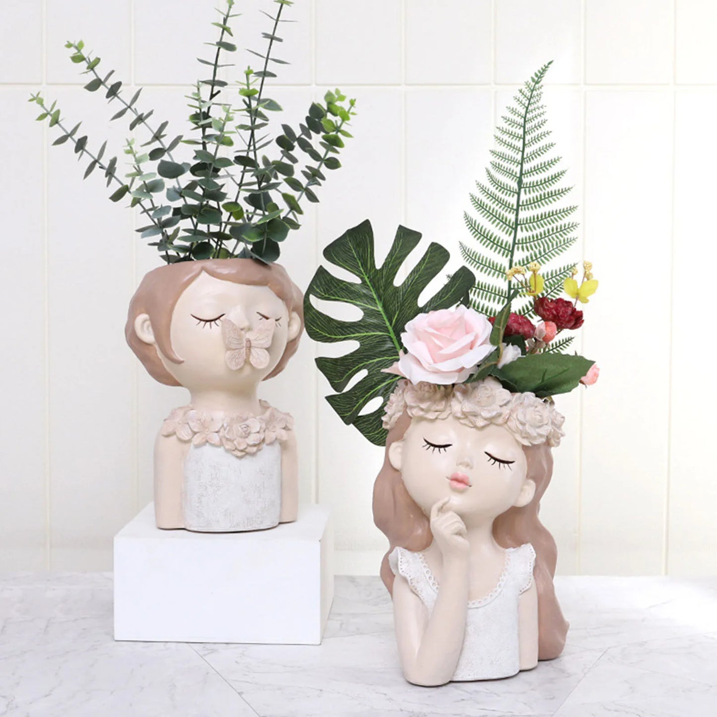 Creative Cute Girl Resin Flower Pot