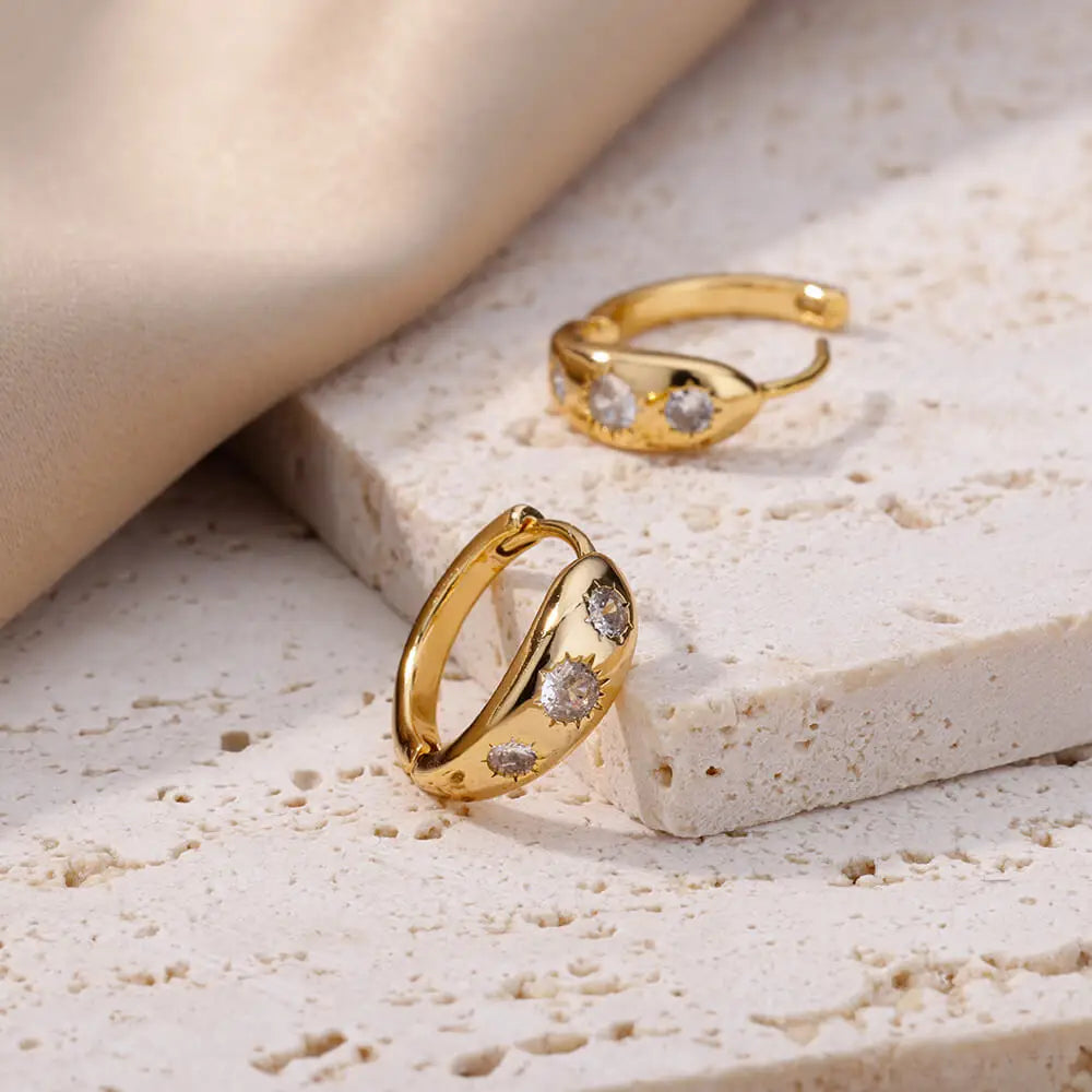 Zircon Star Earring For Women Girl Stainless Steel Hoop Piercing Earring y2k 2024 New Jewelry Accessories Gift aretes