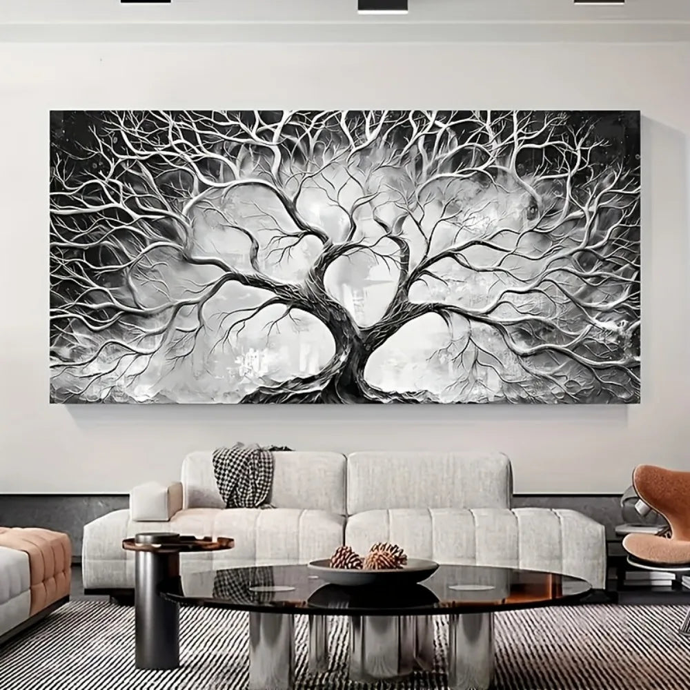 Large canvas wall art  - beautifully painted black and white,
