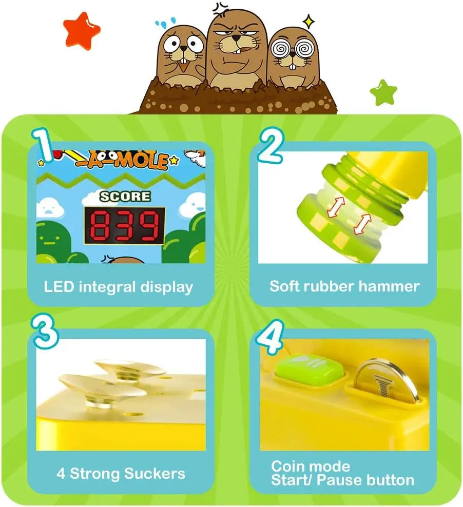 Mini Coin Operated Arcade Game Bank with 2 Hammers,